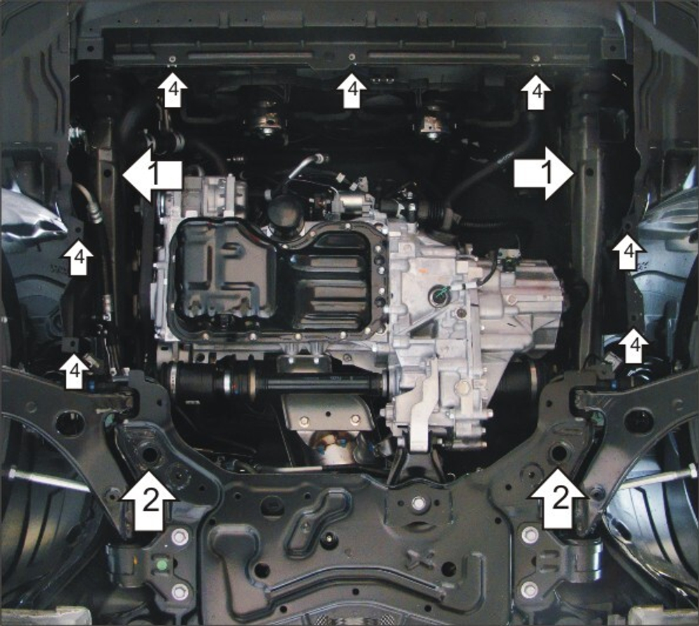 Усиленная защита Motodor картера двигателя, кпп. 5 мм, алюминий. для Mazda 3 2009-2011,Mazda 3 2011-2013 арт.31104