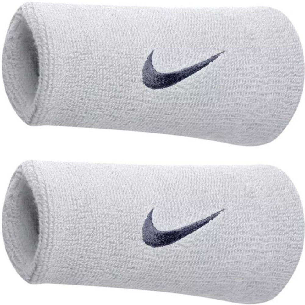 Напульсник теннисный Nike Swoosh Double-Wide Wristbands - white/obsidian