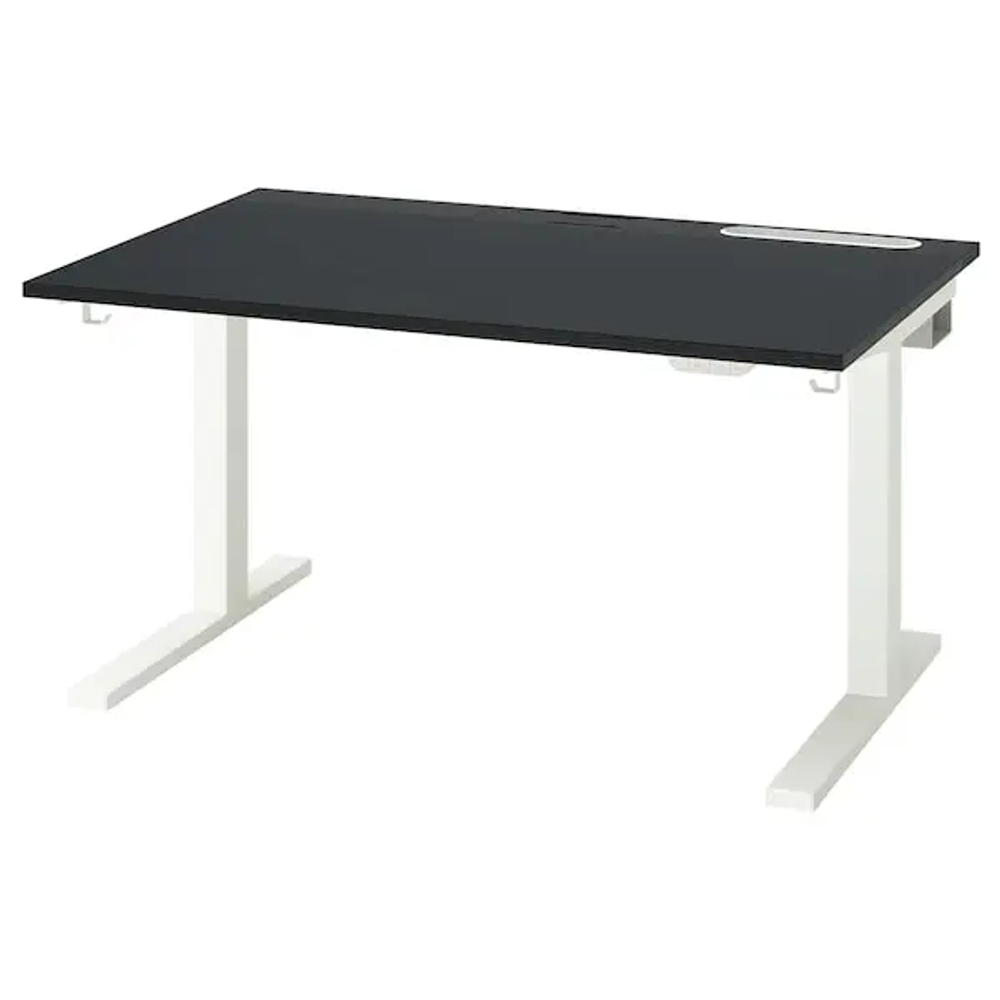 Письменный стол с регулировкой по высоте - IKEA MITTZON/МИТТЗОН ИКЕА, 120х80х62-126 см, белый/черный