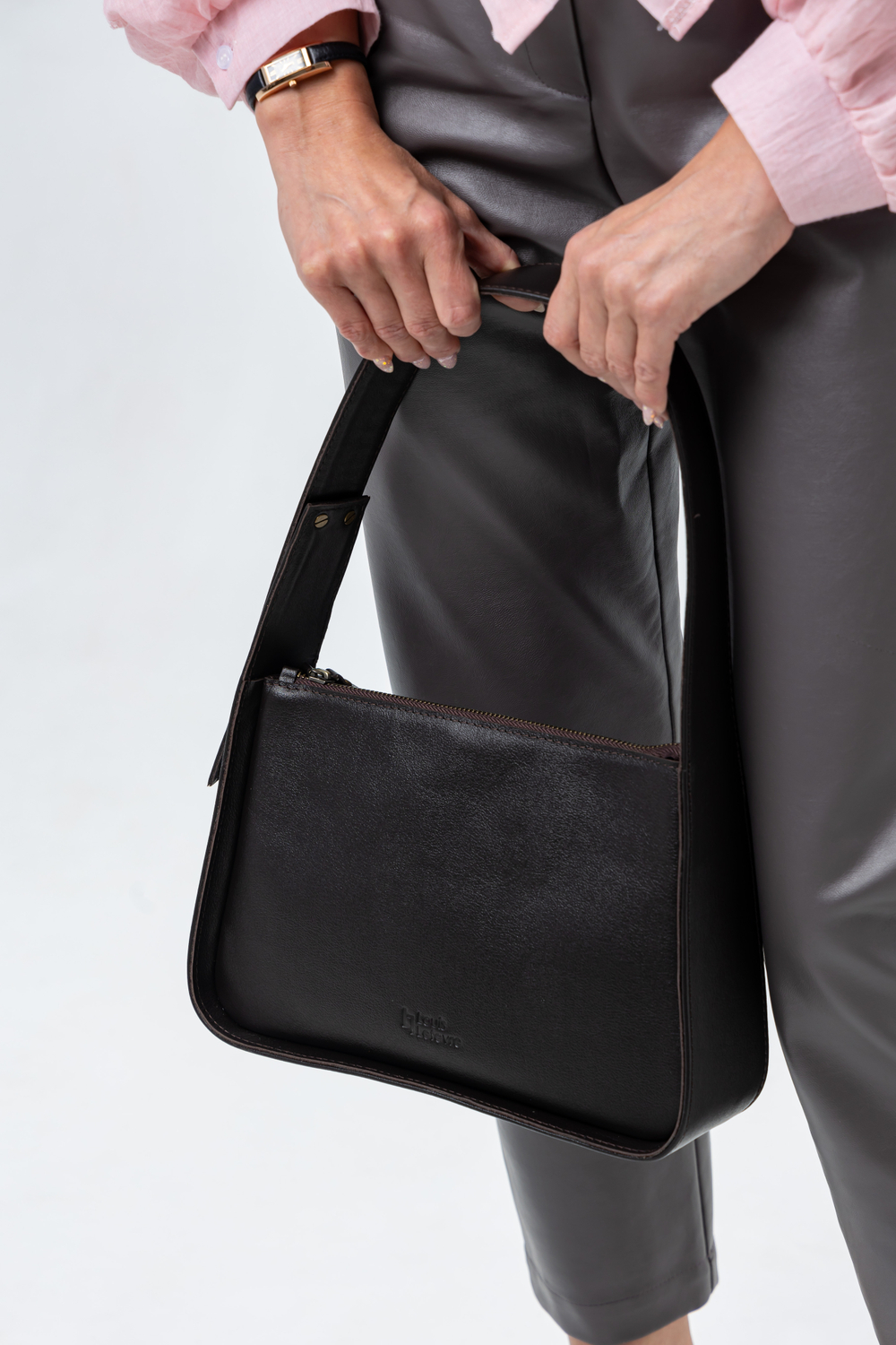 Louis Lefevre Сумка женская натуральная кожа через плечо багет коричневая