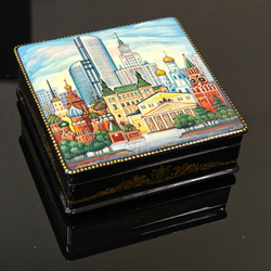 Шкатулка "Москва" (Ручная роспись Холуй)