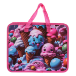 Папка с ручками А4 "Мороженое", пластик, на молнии, 80мм