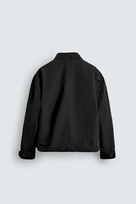 ZARA КУРТКА BOXY FIT С КАРМАНАМИ, ЧЕРНЫЙ