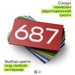 Номер на дверь 687, табличка на дверь для офиса, квартиры, кабинета, аудитории, склада, красная 120х70 мм, Айдентика Технолоджи