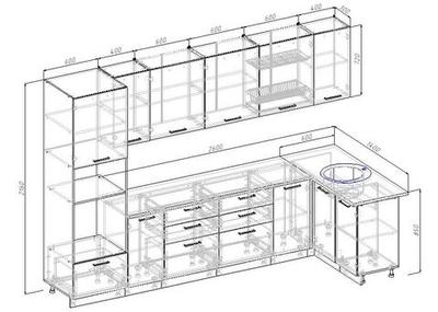 Кухонный гарнитур угловой Лофт 3200 1400 мм столешница 38 мм