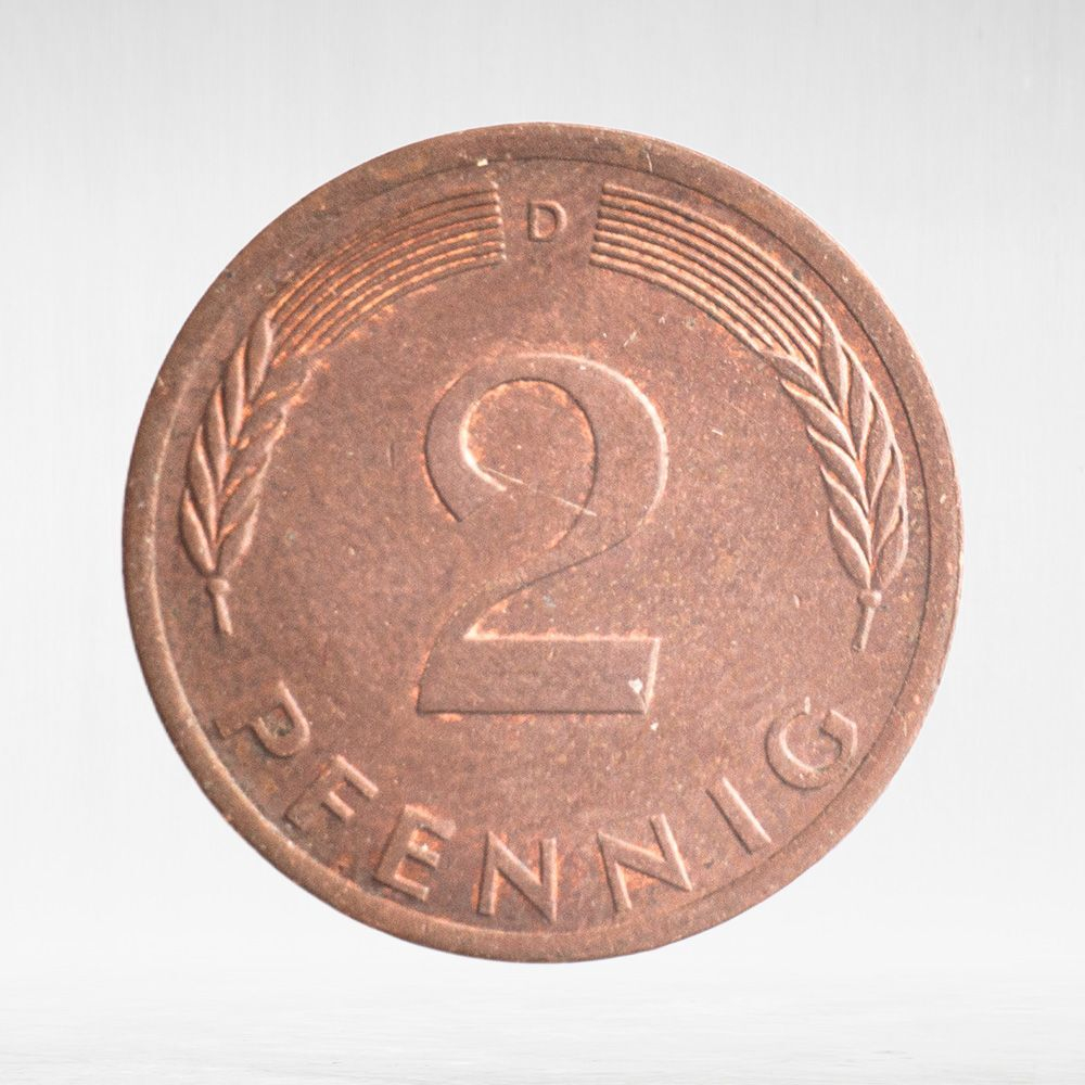 Germany, 2 Pfennigs, 1975, (Munich Mint - "D"), VF