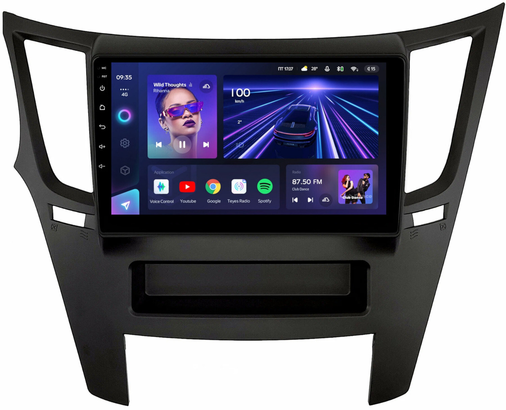Магнитола для Subaru Legacy 5, Outback 4 2009-2014 (левый руль, рамка черная) - Teyes CC3L монитор 9" IPS на Android 10, 8-ядер, CarPlay, 4G SIM-слот