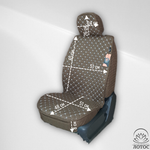 Универсальный чехол на передние сиденья из льна в коричневом цвете