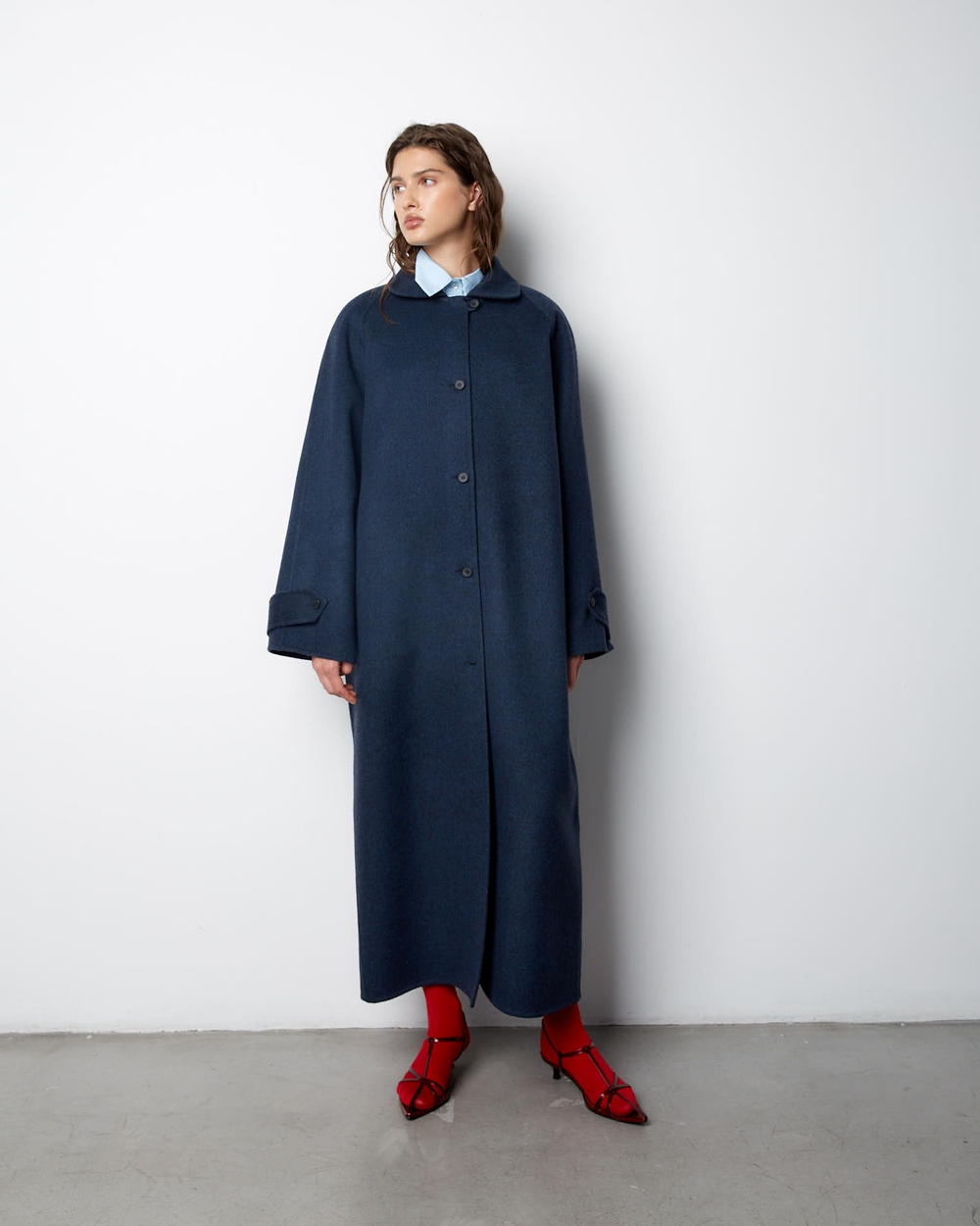 Пальто из мягкой шерсти Стелла Маккартни синий меланж