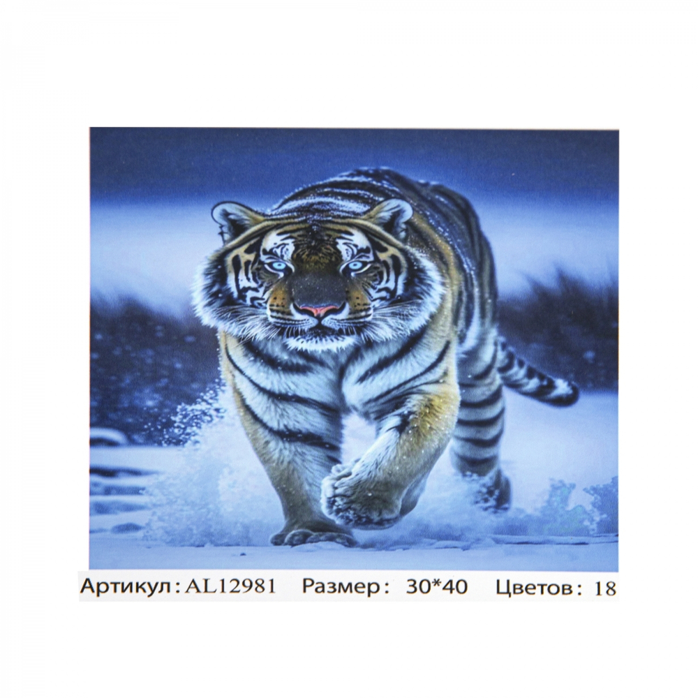 Картина по номерам Alingar, 30х40 см, 20 цветов, с акриловыми красками, холст на подрамнике, "Тигр"
