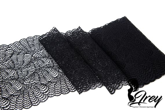 03-144 Брак Кружево эластичное 19 см, черный 170