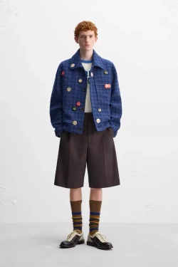 ZARA Х HARRY LAMBERT КУРТКА В КЛЕТКУ, СИНИЙ