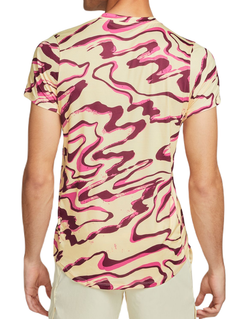 Футболка мужская теннисная Nike Court Dri-Fit Advantage Printed Top - alabaster/black