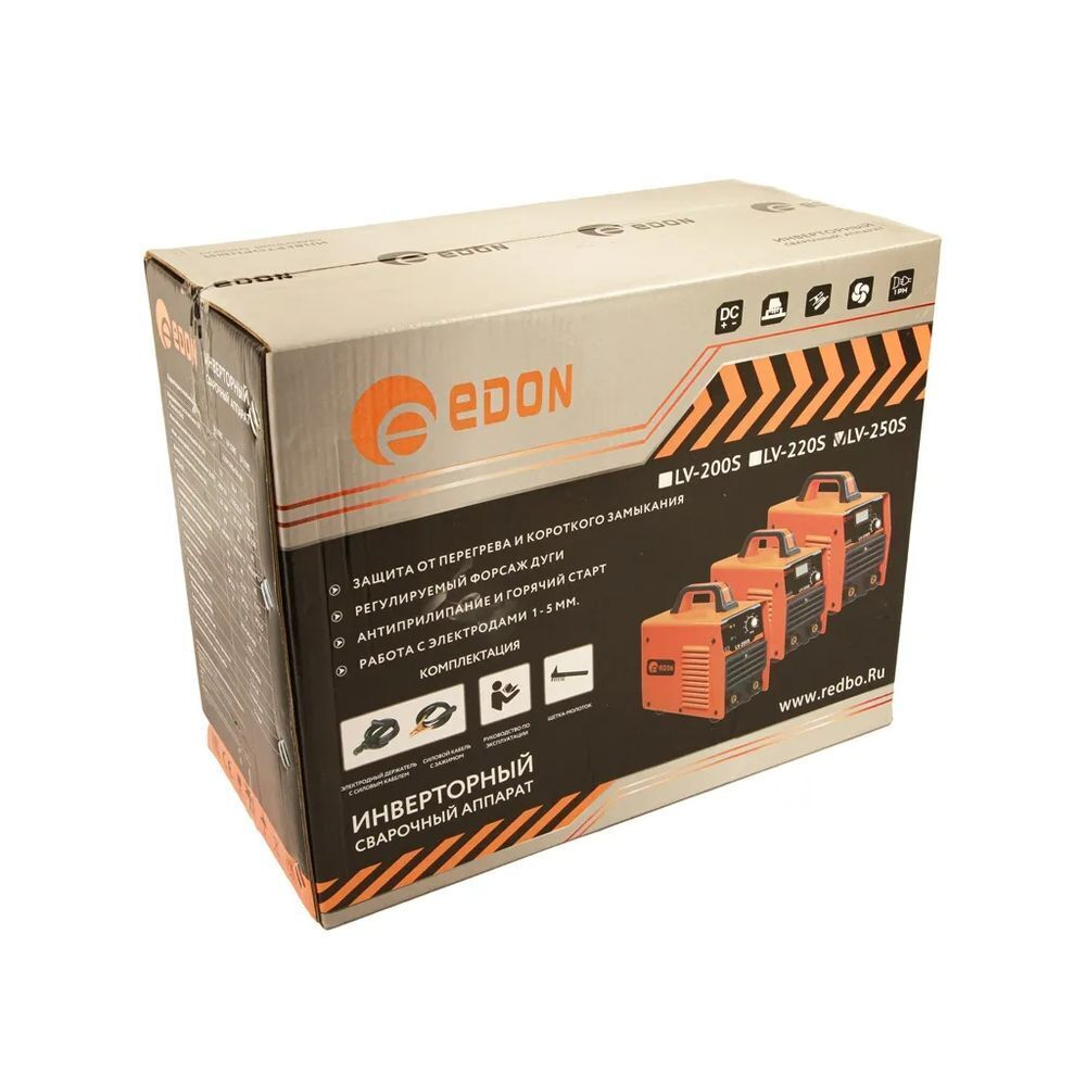 Сварочный аппарат инверт, Edon, Редбо LV-250S, 4,9 кВт, 250 А, электрод