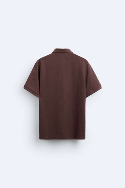 ZARA ПОЛО ИЗ РЕЛЬЕФНОЙ ТКАНИ, БОРДОВЫЙ