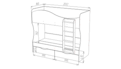 Кровать двухъярусная Кузя с ящиками Крафт золотой