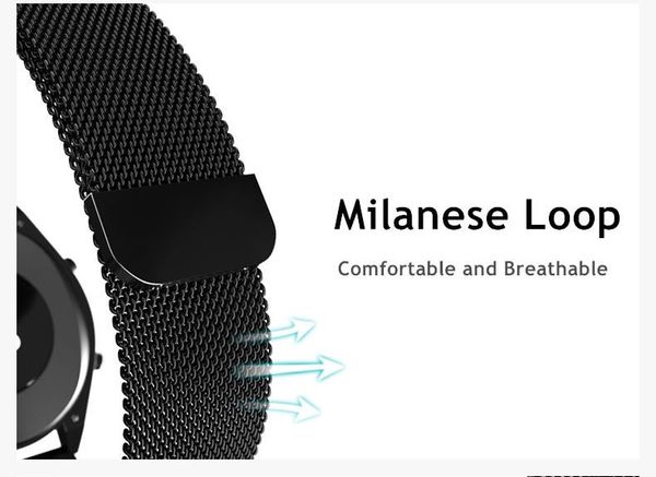 Ремешок Fohuas для часов Samsung Galaxy Watch Active 2 Миланская петля (черный) 20мм