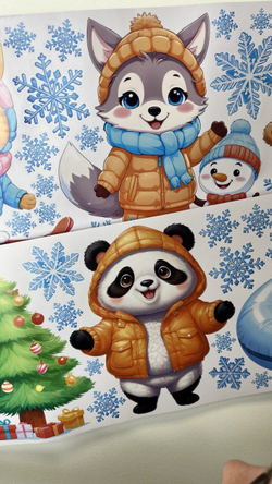 Новогодние наклейки стикеры на подарки, окна, декор для дома