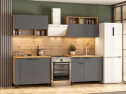 Кухонный гарнитур Монако 2.0 м МДФ с фрезеровкой (Дуб Золотой/Графит)