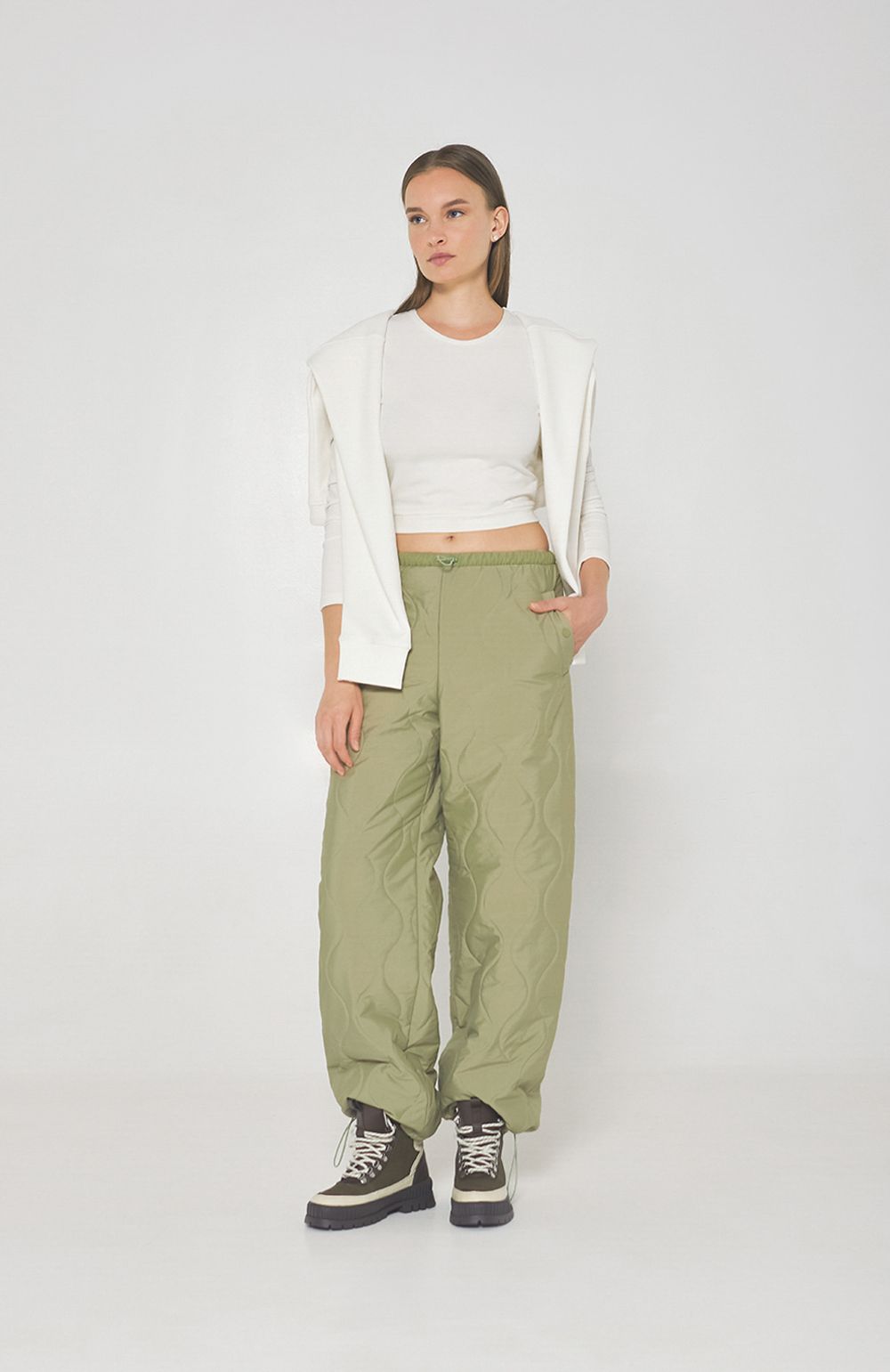 Брюки Alexandra Talalay стёганые AT019 фисташковые