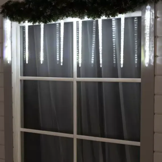 Гирлянда Сосульки рифленые 2.5×0.42 м., IP65, прозрачная нить, 288 белых LED с эффектом стекания, 12 В., Luazon Lighting (5248349)