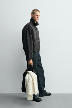 ZARA УКОРОЧЕННАЯ КУРТКА, СЕРЫЙ