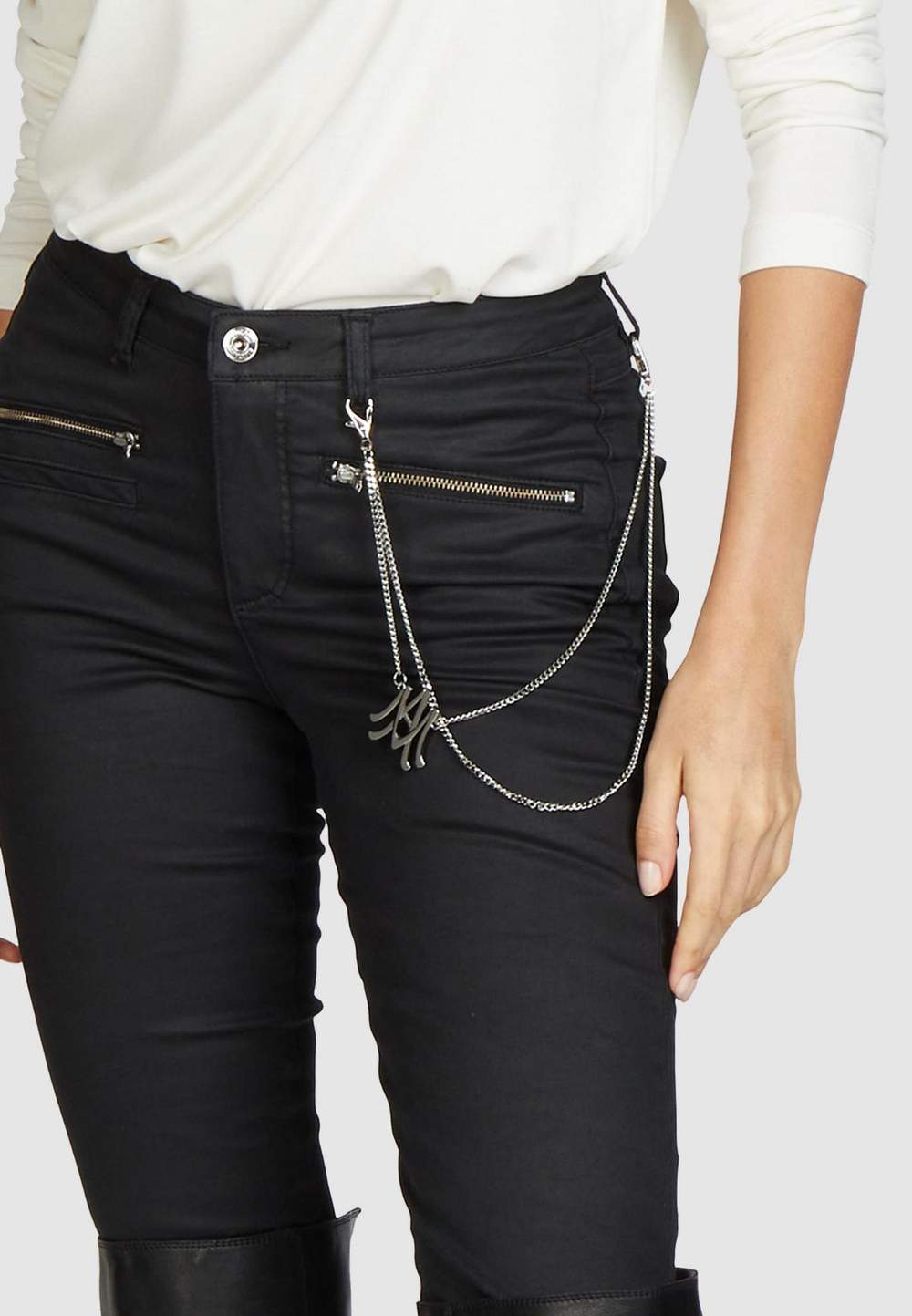 Джинсы Marc Aurel 93218 черный под кожу цепочка