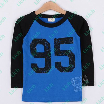 Лонгслив детский двухцветный с принтом числа 95