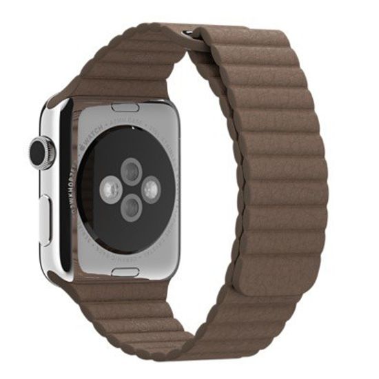 Кожаный магнитный ремешок для Apple Watch 42mm коричневый Мedium