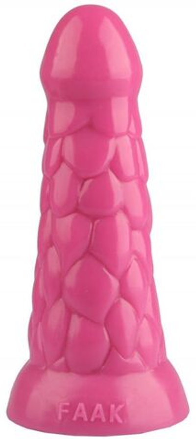 Розовая анальная рельефная втулка - 19,5 см. (Цвет: розовый)