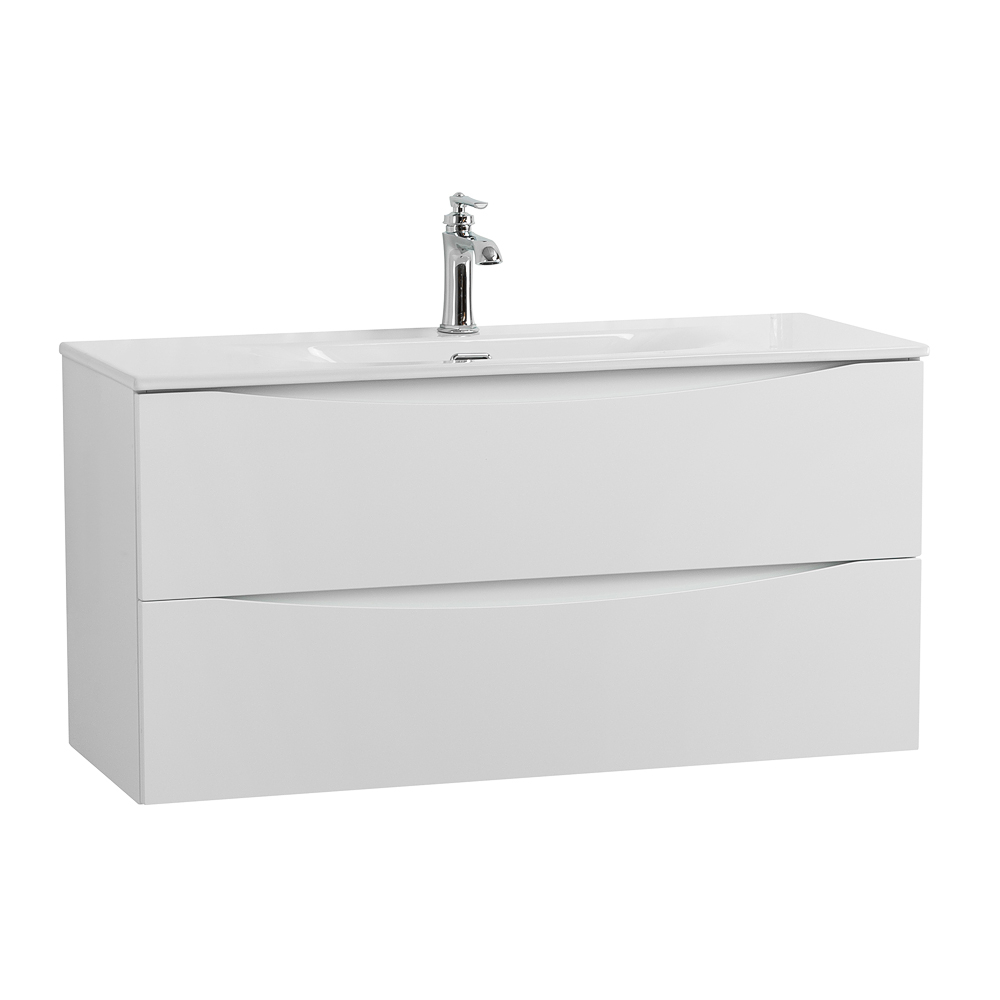 Тумба с раковиной подвесная BelBagno MARINO-CER-MINI-1000-2C-SO-BO-P Bianco Opaco, раковина белая BB-8099-3-100