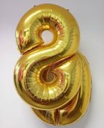 Шар (40"/102 см) Цифра, 8, Золото, в упаковке