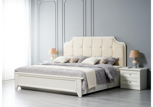 Сп Каталея кровать 1600х2000 (наружный размер 1700х1260х2140) Эмаль Ваниль без патины Кубань-Мебель