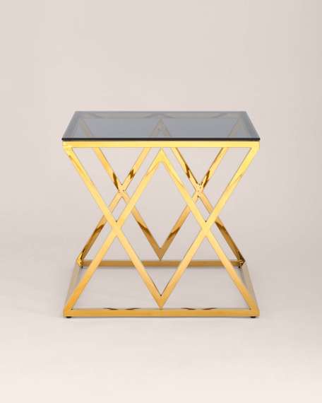 Журнальный стол 55*55 ИНСИГНИЯ золото стекло smoke
