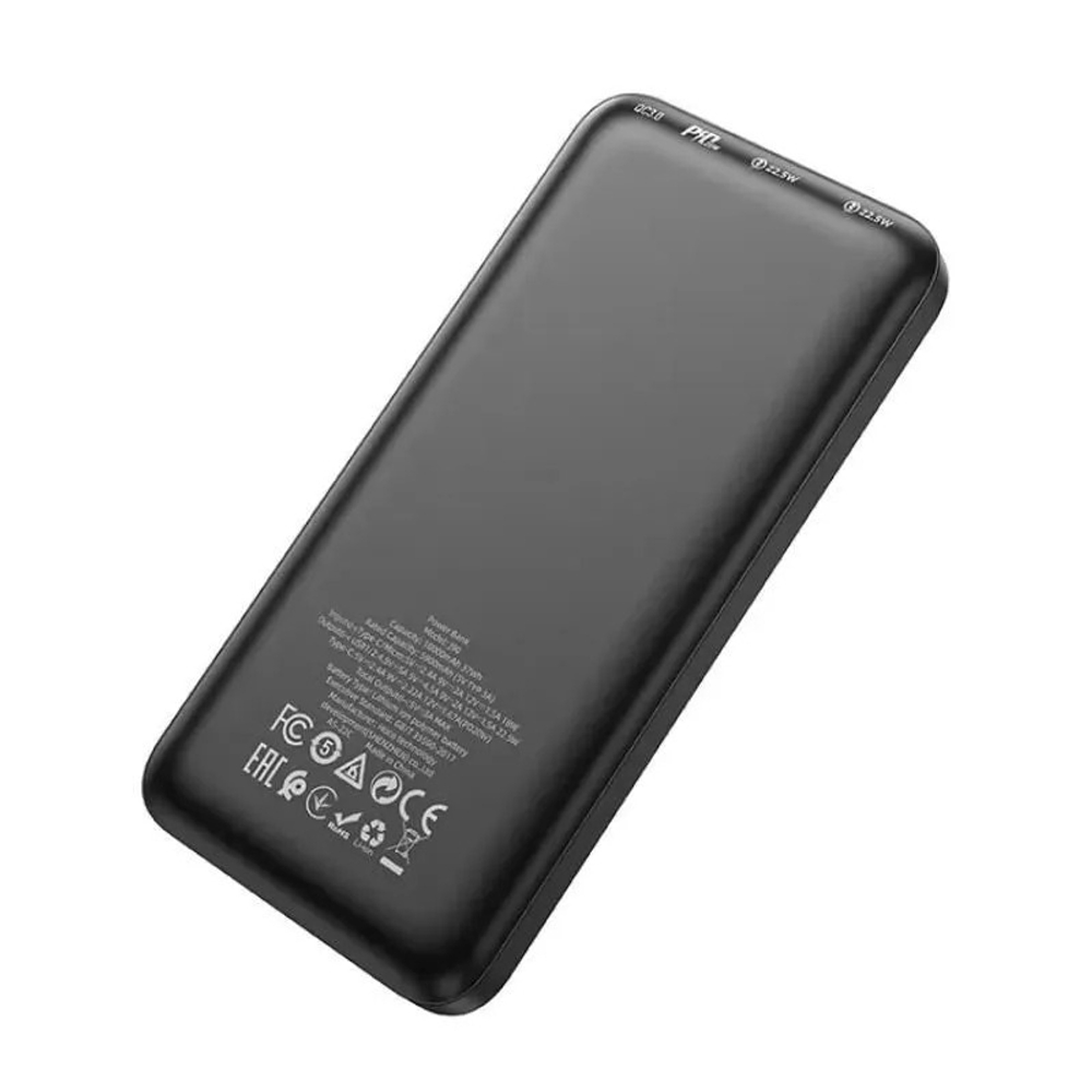 Внешний аккумулятор Hoco J90 10000 mAh (22.5W, 2USB, QC3.0, PD, MicroUSB,Type-C) Черный