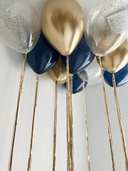 Воздушные шары под потолок синий/золото №3927