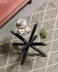 Журнальный столик Argo Ø82 см, стекло, черные ножки