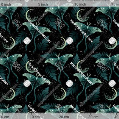 Зеленый паттерн с мотыльками  by lyubava_illustration 370 DPI