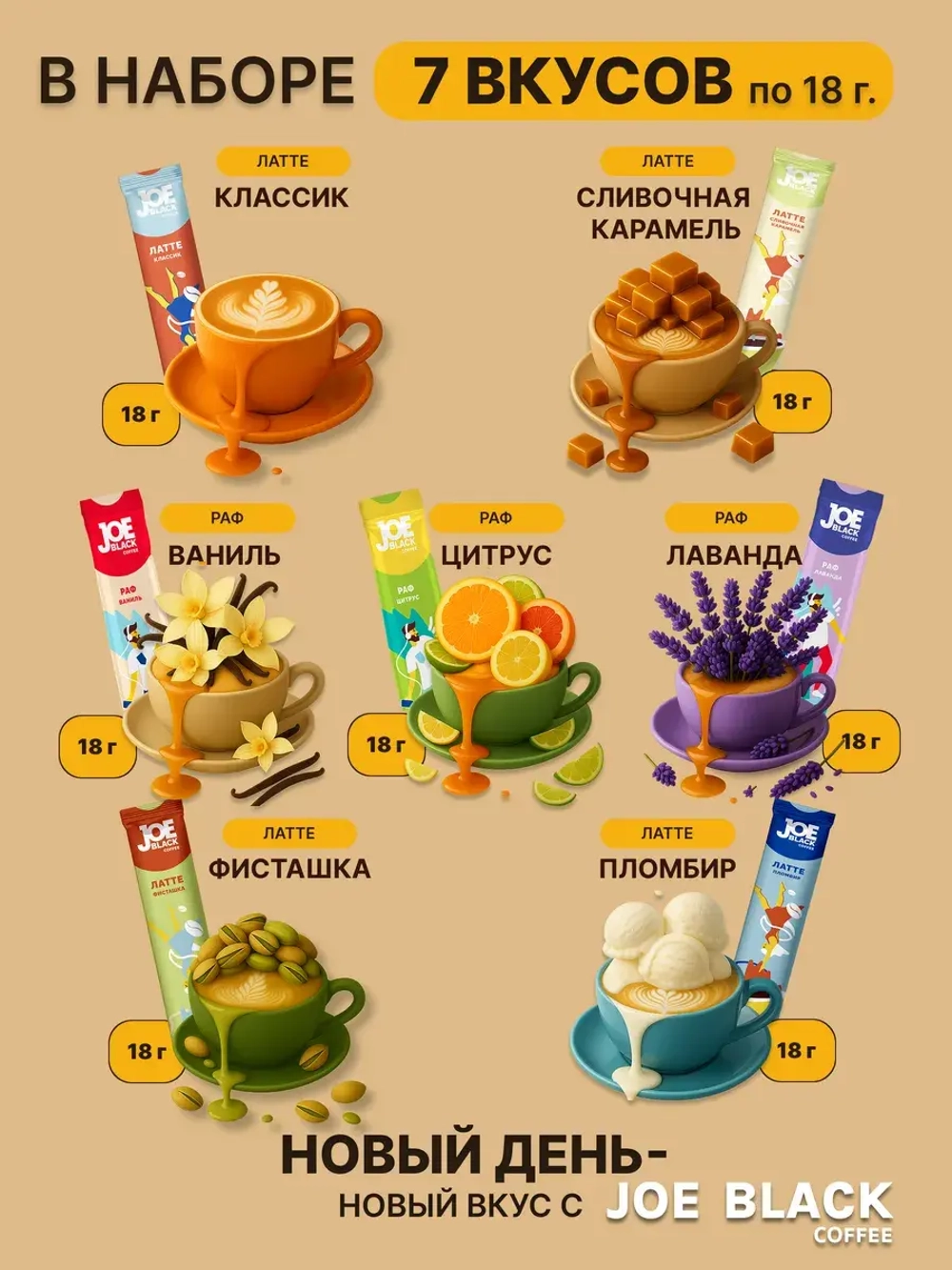 Кофе 3 в 1 в пакетиках растворимый 40 шт набор 20 вкусов