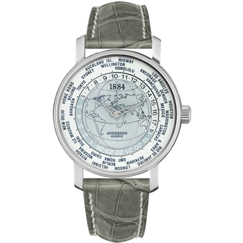 Andersen Geneve 1884 Worldtimef the &quot;Prime Meridian Conference&quot; Or Platine Watch