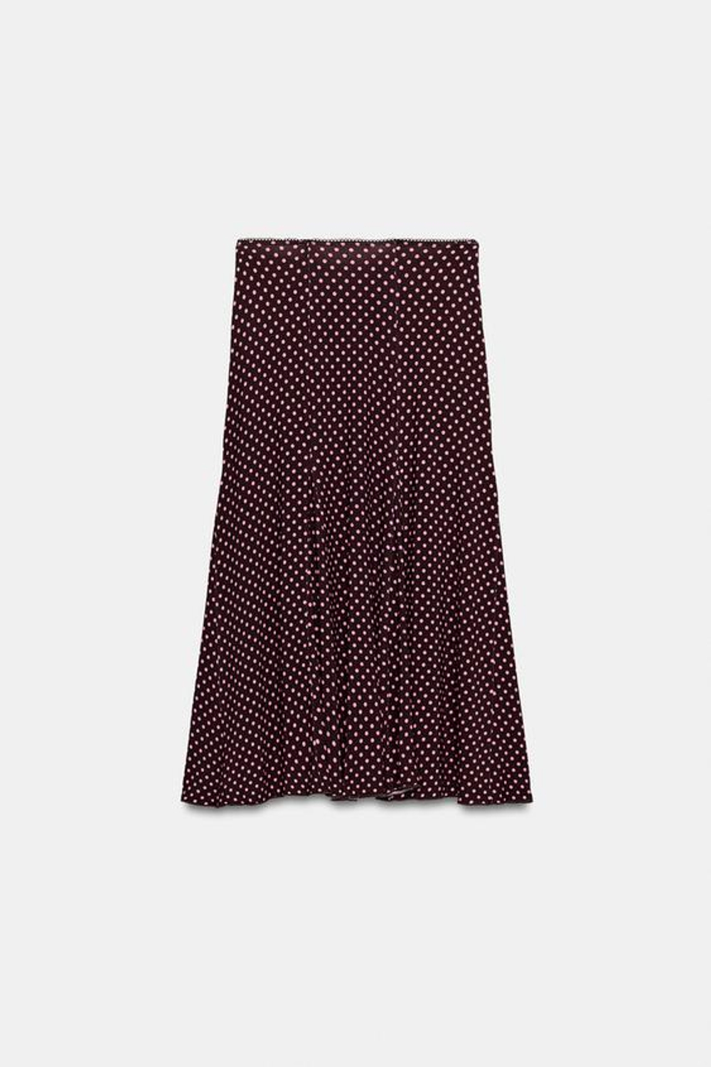 ZARA ЮБКА МИДИ В ГОРОШЕК, КОРИЧНЕВЫЙ