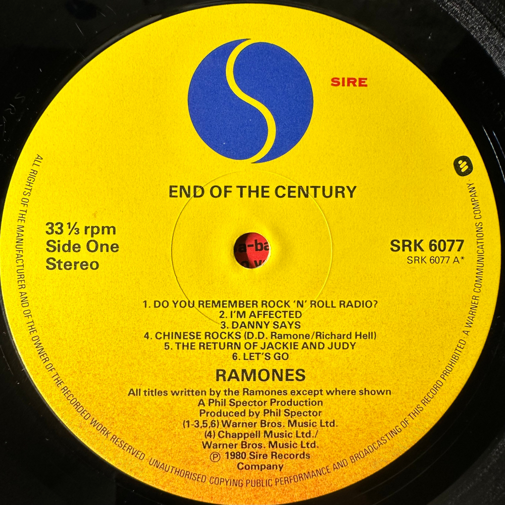 Ramones ‎– End Of The Century (Англия 1980г.)