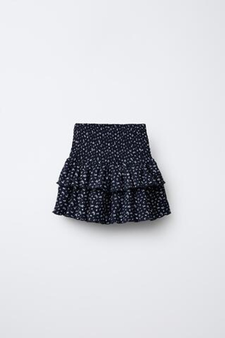 ZARA ЮБКА-ШОРТЫ С ЦВЕТОЧНЫМ ПРИНТОМ, СИНИЙ