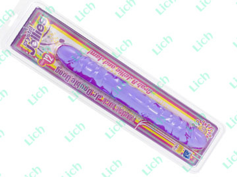 Фиолетовый двухголовый фаллоимитатор Crystal Jellies, 45.7 см