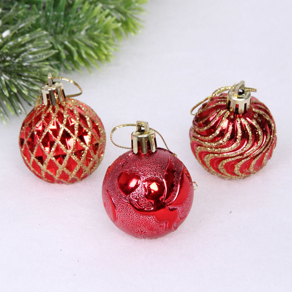 Набор ёлочных украшений «Elegant shine» 4 см (30 предмета), Красный