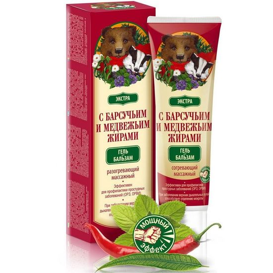 Гель-бальзам массажный согревающий с барсучьим и медвежьим жирами 50мл