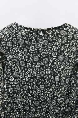 ZARA ПЛАТЬЕ ИЗ РЕЛЬЕФНОЙ ТКАНИ С ПРИНТОМ, ЧЕРНЫЙ/БЕЛЫЙ