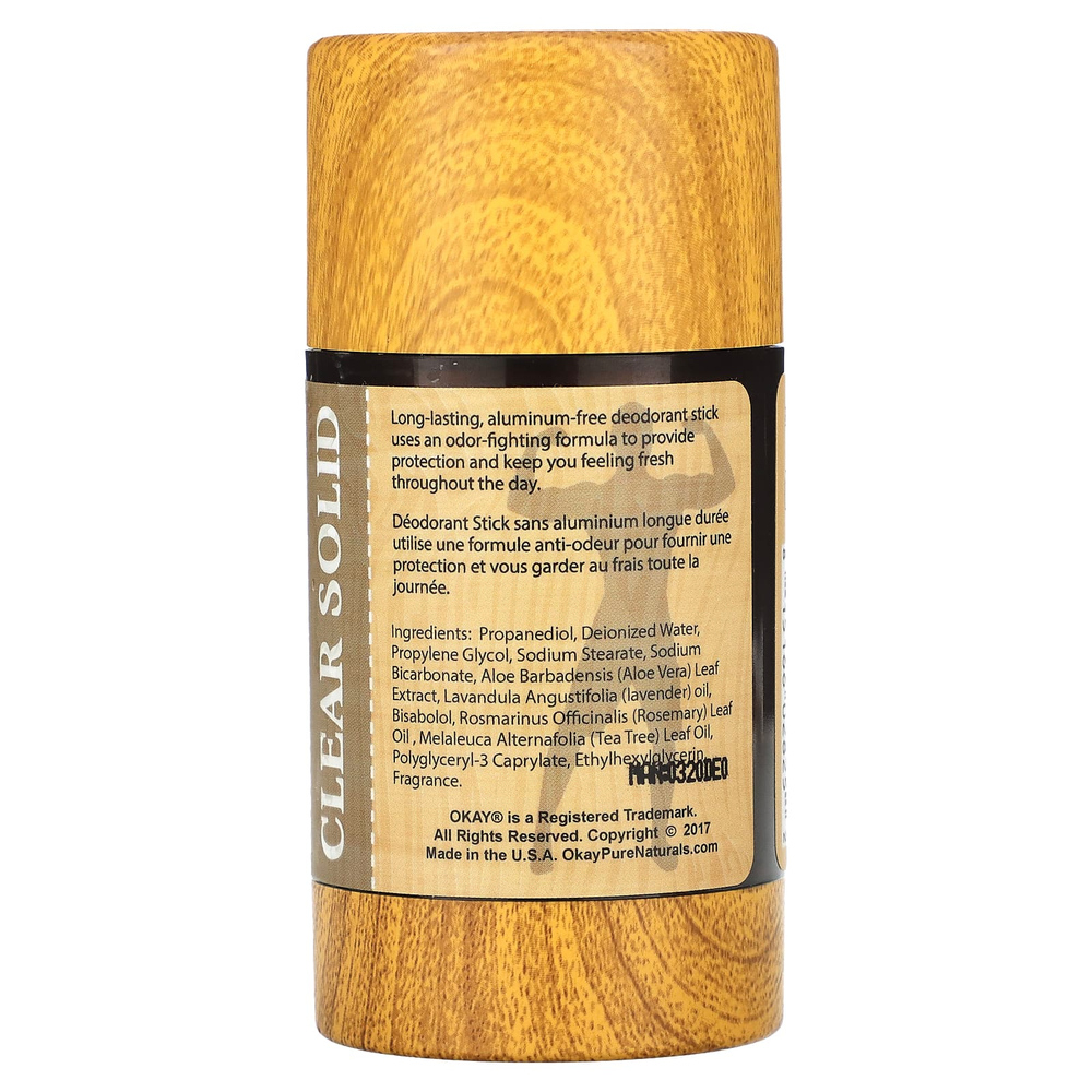 Okay Pure Naturals, Мужской дезодорант без алюминия, свежесть, 3 унции (85 г)