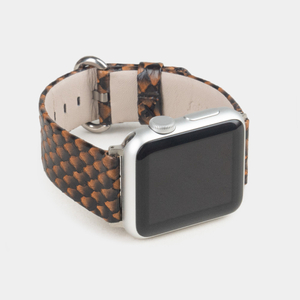 Ремешок для Apple Watch 40/41/42 mm из кожи лосося, цвета черно-оранжевый градиент