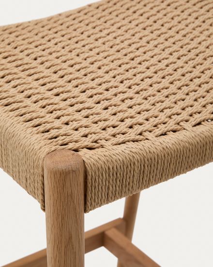 Analy Барный стул из массива дуба с натуральной отделкой и сиденьем из веревки 70 см